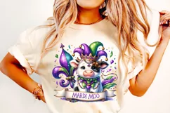 Mardi Gras Cute Cow PNG, Mardi Gras Sublimation, Cow PNG Product Image 2