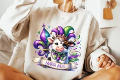 Mardi Gras Cute Cow PNG, Mardi Gras Sublimation, Cow PNG Product Image 1