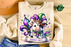Mardi Gras Cute Cow PNG, Mardi Gras Sublimation, Cow PNG Product Image 3
