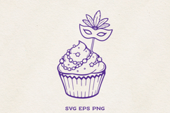 Mardi Gras Cupcake SVG | Carnival Dessert Clipart Product Image 1