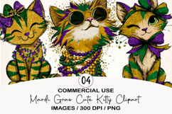 Mardi Gras Cute Kitty Clipart Product Image 1