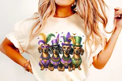 Mardi Gras Dogs PNG, Mardi Gras Dachshund Sublimation PNG Product Image 1
