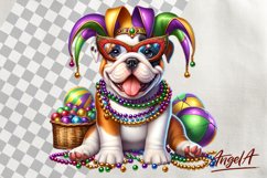 Mardi Gras dog clipart / American bulldog clipart PNG Product Image 1