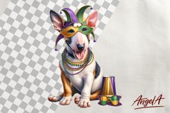 Mardi Gras clipart / funny Bullterrier dog clipart PNG Product Image 1