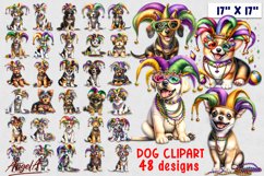 Mardi Gras clipart bundle / Funny dog clipart bundle PNG Product Image 1