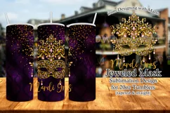 Mardi Gras Tumbler, Elegant Jeweled Mask 20oz Skinny Tumbler Product Image 1