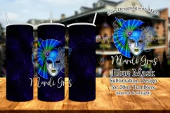 Mardi Gras Tumbler, Beautiful Blue Mask 20oz Skinny Tumbler Product Image 1