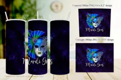 Mardi Gras Tumbler, Beautiful Blue Mask 20oz Skinny Tumbler Product Image 2
