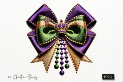 Mardi Gras Coquette Bow PNG | Mardi Gras Png Product Image 4