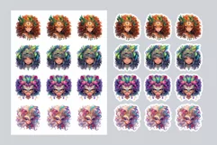 Mardi Gras Fashion Girl Stickers - Printable Sticker Sheet