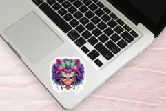 Mardi Gras Fashion Girl Stickers - Printable Sticker Sheet
