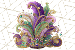 Mardi Gras Street Parade Clipart with Masks Feathers PNG Product Image 4