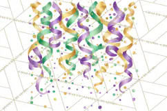 Mardi Gras Street Parade Clipart with Masks Feathers PNG Product Image 3