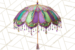 Mardi Gras Street Parade Clipart with Masks Feathers PNG Product Image 3