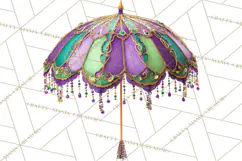 Mardi Gras Street Parade Clipart with Masks Feathers PNG Product Image 3
