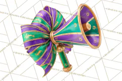 Mardi Gras Street Parade Clipart with Masks Feathers PNG Product Image 2