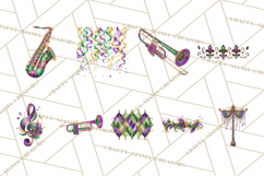 Mardi Gras Street Parade Clipart with Masks Feathers PNG Product Image 2