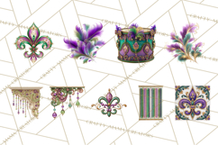 Mardi Gras Street Parade Clipart with Masks Feathers PNG Product Image 5