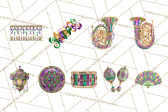 Mardi Gras Street Parade Clipart with Masks Feathers PNG Product Image 6