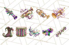Mardi Gras Street Parade Clipart with Masks Feathers PNG Product Image 7