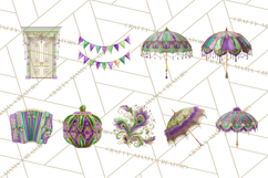 Mardi Gras Street Parade Clipart with Masks Feathers PNG Product Image 8