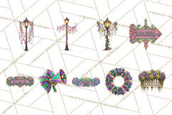 Mardi Gras Street Parade Clipart with Masks Feathers PNG Product Image 9