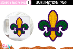 Mardi Gras Fleur de Lis Crochet Sublimation PNG