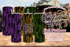 Mardi Gras Tumbler, Foil Feathers 20oz Skinny Tumbler Design Product Image 1