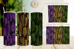 Mardi Gras Tumbler, Foil Feathers 20oz Skinny Tumbler Design Product Image 3