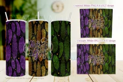 Mardi Gras Tumbler, Foil Feathers 20oz Skinny Tumbler Design Product Image 2