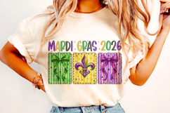 Mardi Gras 2026 PNG Sublimation, Fleur De Lis PNG, King Cake Product Image 1
