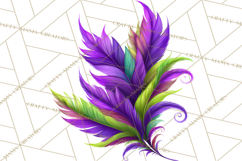 Mardi Gras Masquerade Clipart With Masks and Feathers PNG Product Image 2