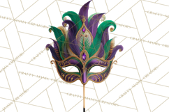 Mardi Gras Masquerade Clipart With Masks and Feathers PNG Product Image 2