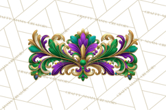 Mardi Gras Masquerade Clipart With Masks and Feathers PNG Product Image 3