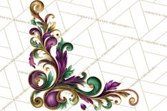 Mardi Gras Masquerade Clipart With Masks and Feathers PNG Product Image 4