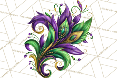 Mardi Gras Masquerade Clipart With Masks and Feathers PNG Product Image 3