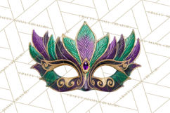 Mardi Gras Masquerade Clipart With Masks and Feathers PNG Product Image 4