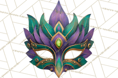 Mardi Gras Masquerade Clipart With Masks and Feathers PNG Product Image 5