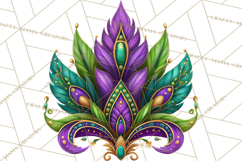 Mardi Gras Masquerade Clipart With Masks and Feathers PNG Product Image 2
