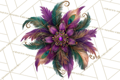 Mardi Gras Masquerade Clipart With Masks and Feathers PNG Product Image 3