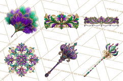 Mardi Gras Masquerade Clipart With Masks and Feathers PNG Product Image 2