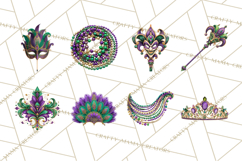 Mardi Gras Masquerade Clipart With Masks and Feathers PNG Product Image 5