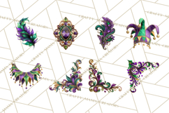 Mardi Gras Masquerade Clipart With Masks and Feathers PNG Product Image 6