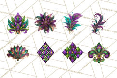Mardi Gras Masquerade Clipart With Masks and Feathers PNG Product Image 8