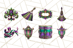 Mardi Gras Masquerade Clipart With Masks and Feathers PNG Product Image 9
