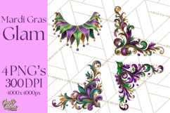 Mardi Gras Masquerade Clipart With Masks and Feathers PNG Product Image 1