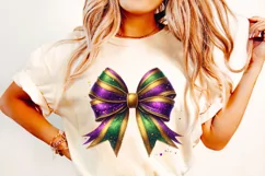 Mardi Gras Coquette Bow PNG, Mardi Gras Sublimation, Bow PNG Product Image 1
