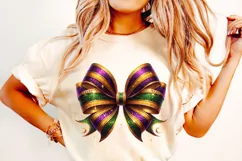 Mardi Gras Coquette Bow PNG, Mardi Gras Sublimation, Bow PNG Product Image 2