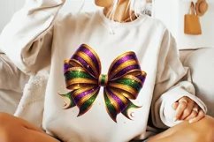 Mardi Gras Coquette Bow PNG, Mardi Gras Sublimation, Bow PNG Product Image 3