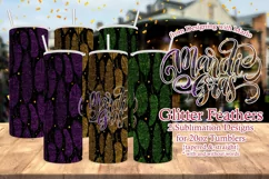Mardi Gras Tumbler, Glitter Feathers 20oz Skinny Tumbler Product Image 1